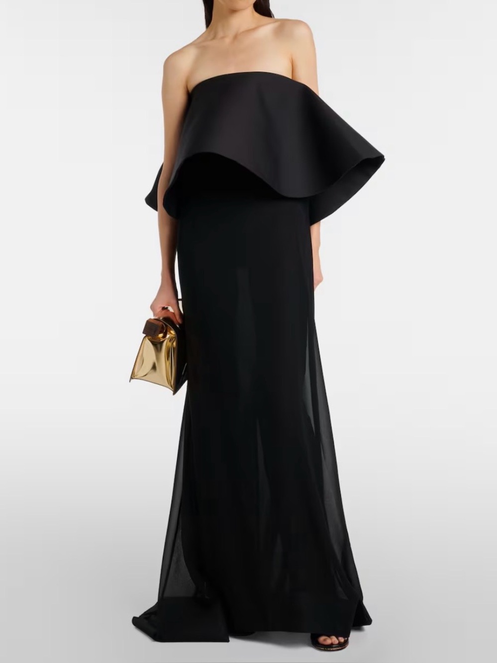 Jacquemus La Robe Vela black long strapless dress